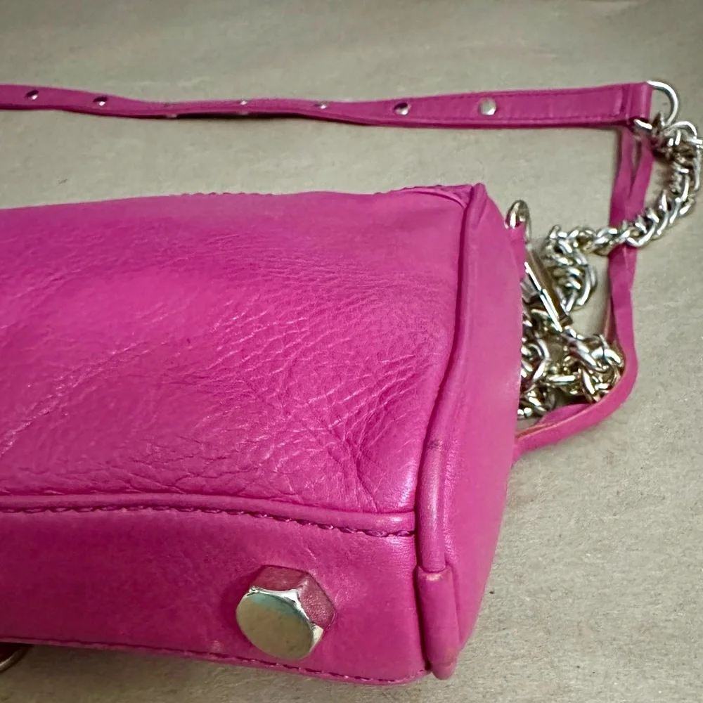 Rebecca Minkoff Mini MAC Hot Pink Leather Crossbody Shoulder Bag